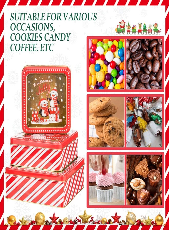 Lingvee 6 Pcs Christmas Cookie Tins with Lids for Gift Giving Metal Containers with Lids Christmas Cookie Tins Xmas Candy Boxes for Gift Giving & Holiday Treats, Large Medium Small(Cute) - Image 5